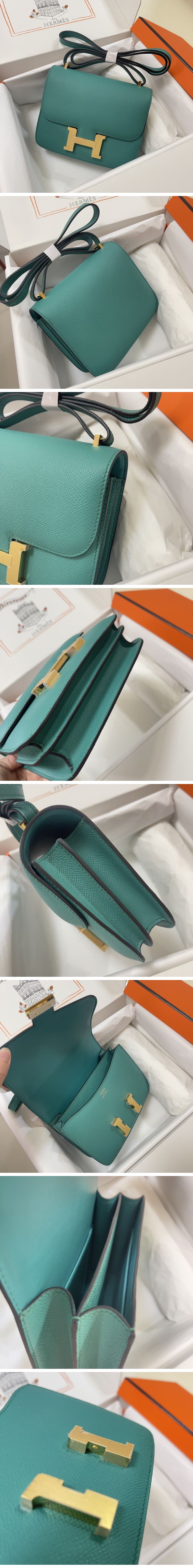 Hermes Constance Mini Shoulder Bag エルメス コンスタンス ミニ ショルダーバッグ ゴールド グリーン N級