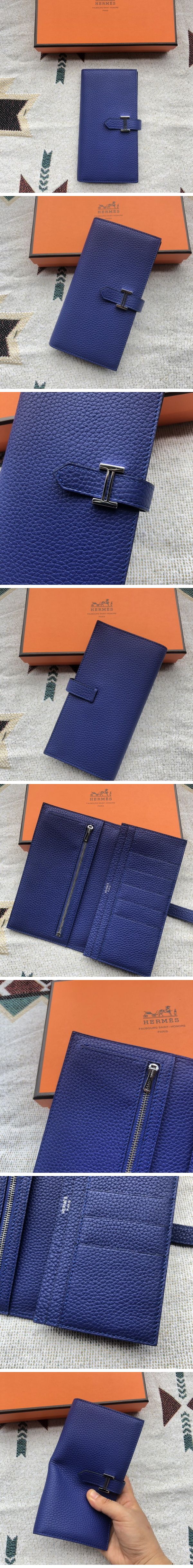 Hermes Bearn Long Wallet エルメス べアン ロング ウォレット ブルー N級