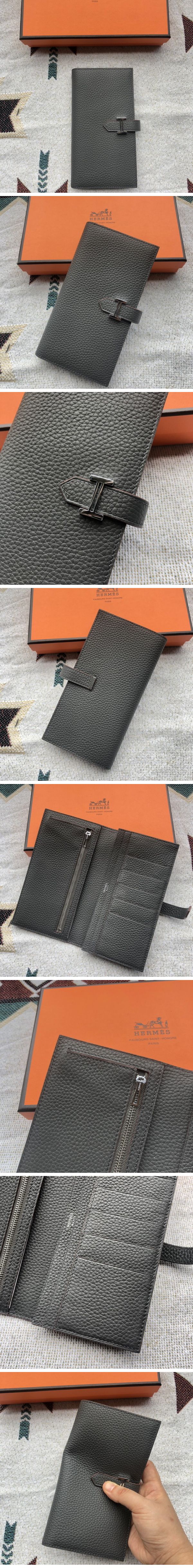 Hermes Bearn Long Wallet エルメス べアン ロング ウォレット グレー N級