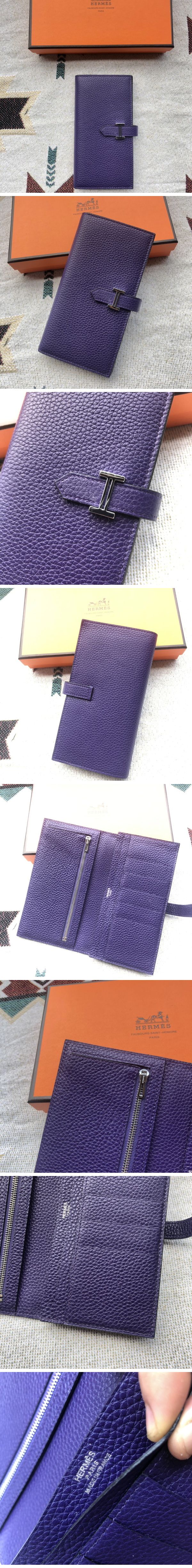 Hermes Bearn Long Wallet エルメス べアン ロング ウォレット パープル N級