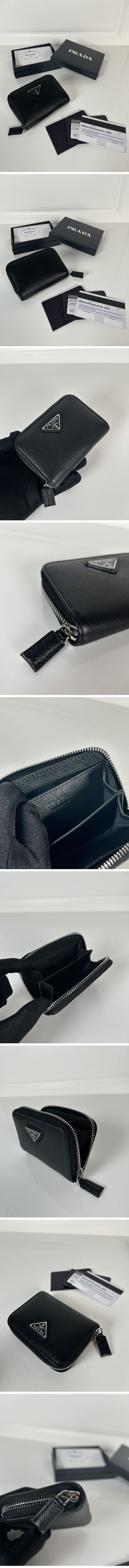 Prada Saffiano Triangle Logo Leather Coin Case プラダ サフィアーノ トライアングル ロゴ レザー コインケース シルバー