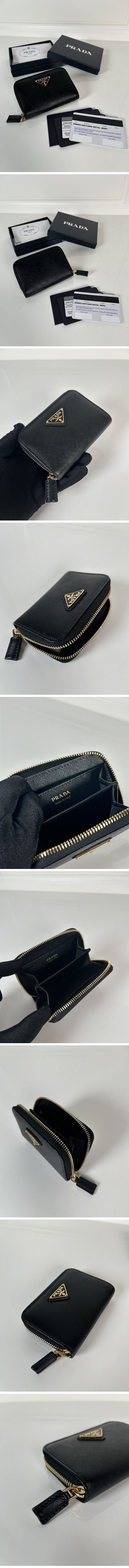 Prada Saffiano Triangle Logo Leather Coin Case プラダ サフィアーノ トライアングル ロゴ レザー コインケース ゴールド
