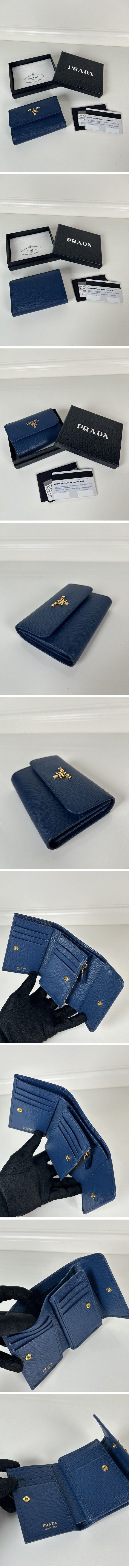 Prada Saffiano Logo Leather Wallet プラダ サフィアーノ ロゴ レザー ウォレット ブルー
