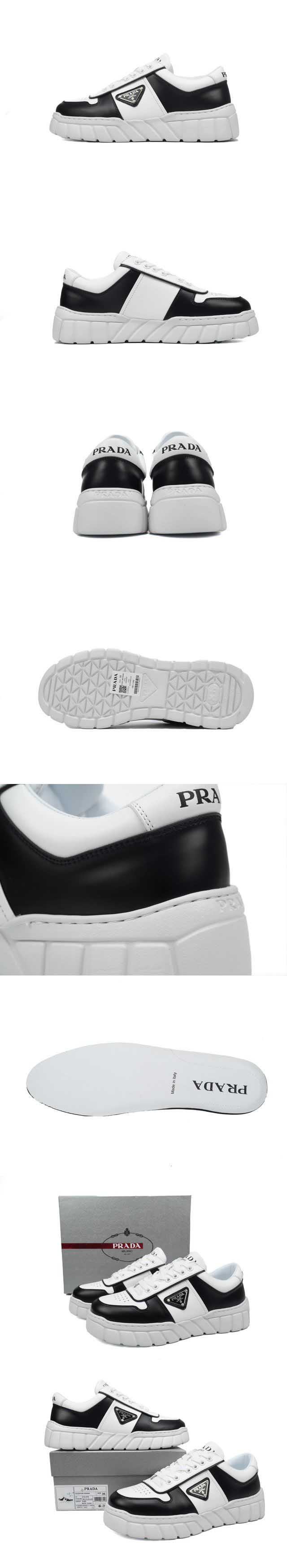 Prada Triangle Leather Sneaker プラダ トライアングル レザー スニーカー ブラック ホワイト