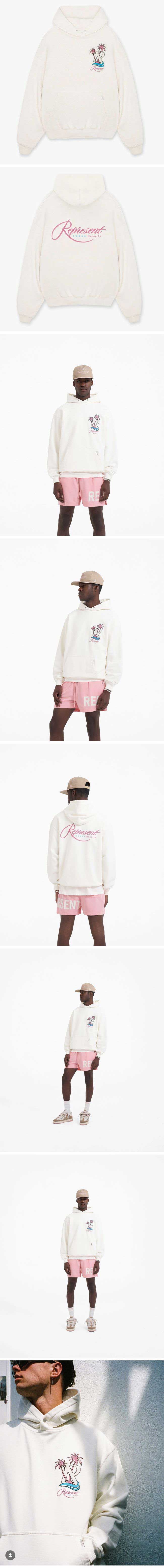 Represent Palm Print Hoodie リプレゼント ヤシの木 プリント パーカー ホワイト