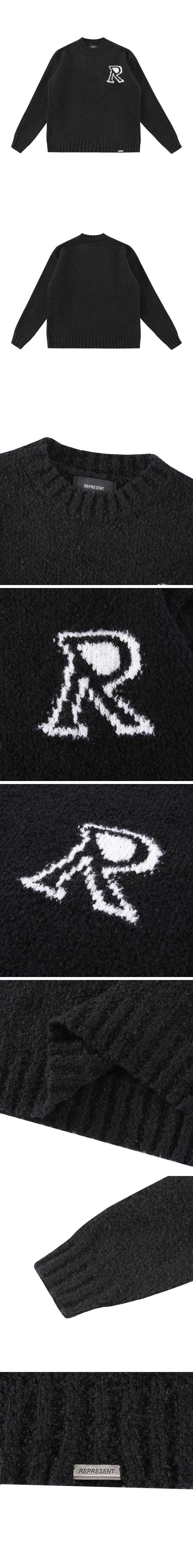 Represent R Logo Sweater リプレゼント R ロゴ セーター ブラック