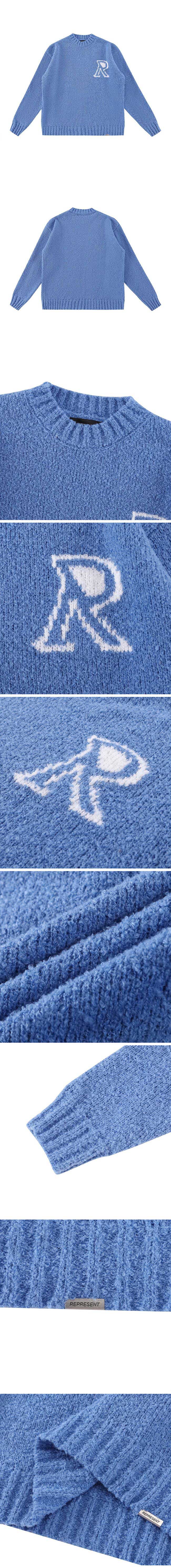 Represent R Logo Sweater リプレゼント R ロゴ セーター ブルー