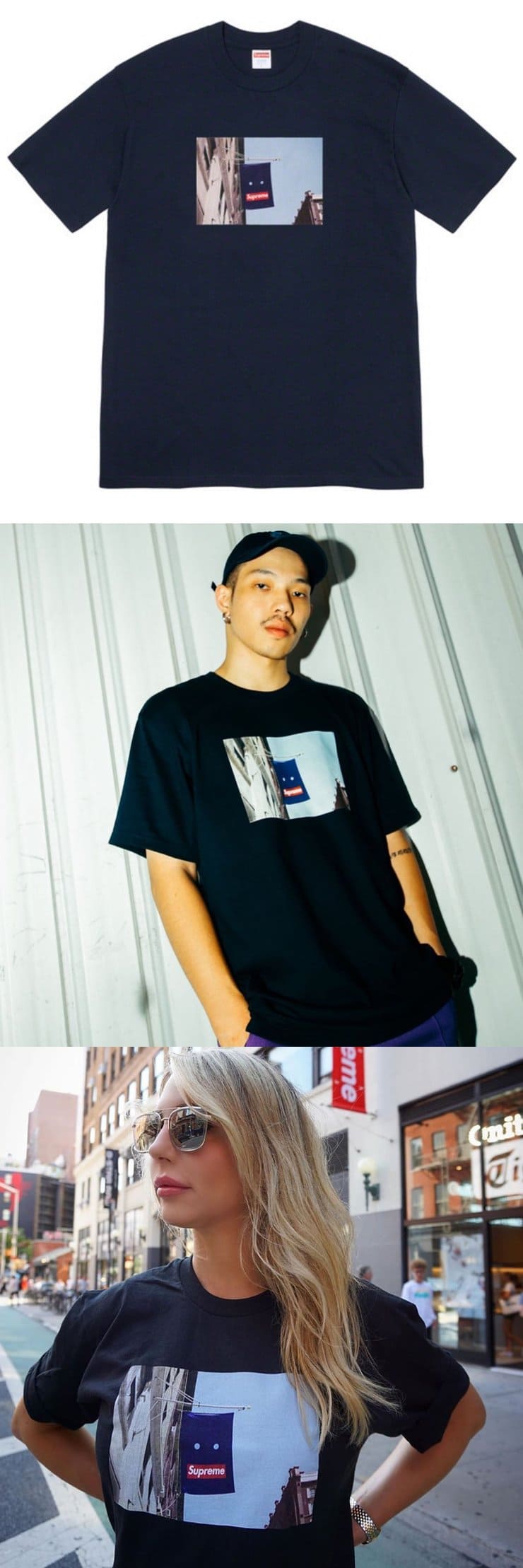 Supreme 19FW Banner Tee Navy シュプリーム  Tシャツ ネイビー