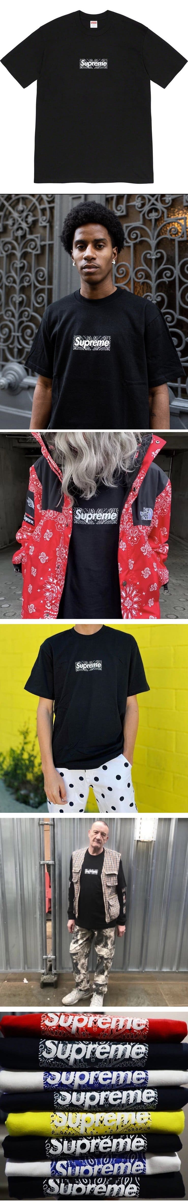 Supreme 19FW Bandana Box Logo Tee Black シュプリーム バンダナ ボックスロゴ Tシャツ ブラック