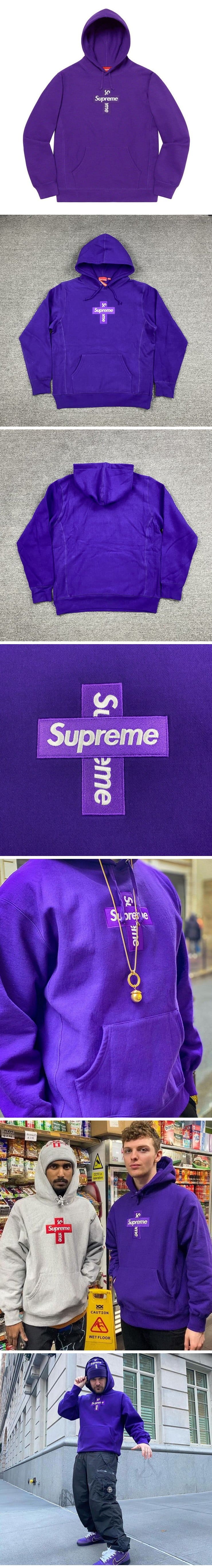 Supreme 20FW Cross Box Logo Hooded Sweatshirt Purple シュプリーム 20FW クロス ボックスロゴ パーカー パープル