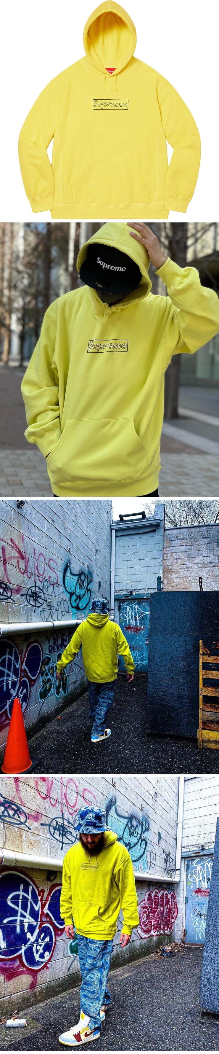 Supreme 21ss Kaws Chalk Logo Hooded Sweatshirt Yellow シュプリーム 21ss カウズ ボックスロゴ パーカー イエロー