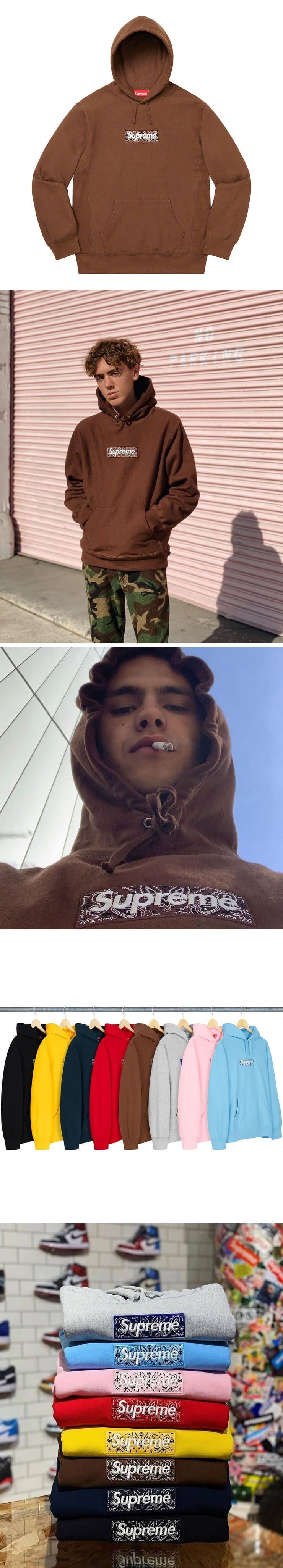 Supreme 19FW Bandana Box Logo Hooded Sweatshirt Brown シュプリーム バンダナ ボックスロゴ パーカー ブラウン