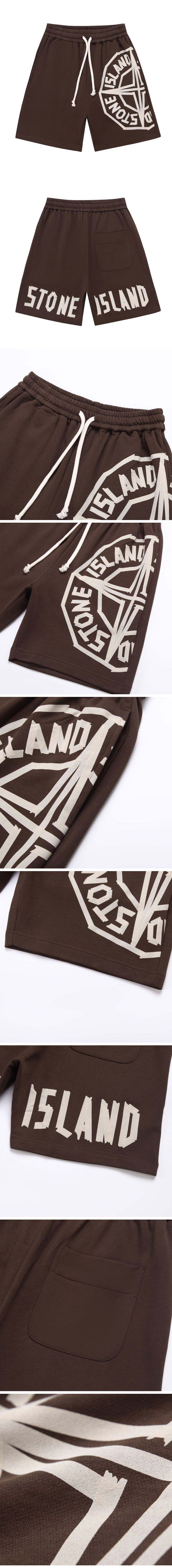 Stone Island Print Logo Half Pants ストーン アイランド プリント ロゴ ハーフパンツ ブラウン
