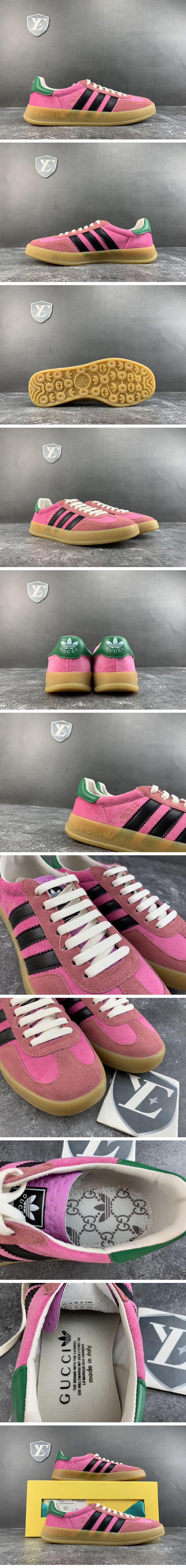 Gucci × Adidas Gazelle Pink College Purple Bold Green グッチ × アディダス ガゼル ピンク カレッジ パープル/ボールド グリーン