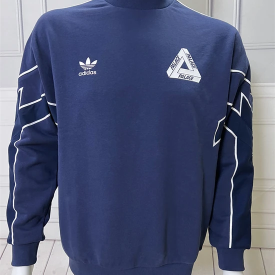 Palace x adidas Logo Stripes Mock Neck Sweatshirt ネイビー パレス アディダス ロゴ ストライプ モック ネック スウェットシャツ ネイビー