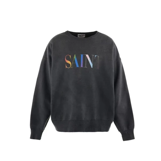 Saint Michael Logo Crew Neck Sweatshirt チャコール セイント マイケル ロゴ クルーネック スウェットシャツ チャコール