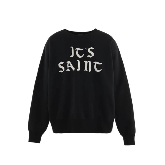 Saint Michael Logo Crew Neck Sweatshirt ブラック セント マイケル ロゴ クルーネック スウェットシャツ ブラック