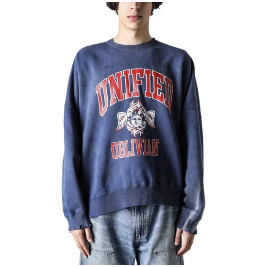 Saint Michael Logo Crew Neck Sweatshirt ネイビー セイント マイケル ロゴ クルーネック スウェットシャツ ネイビー