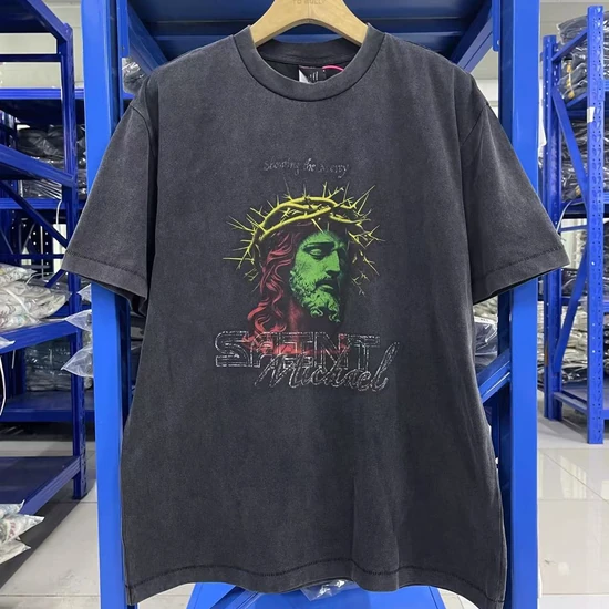 Saint Michael Logo T-Shirt チャコール セイント マイケル ロゴ Tシャツ チャコール