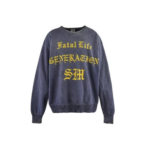 Saint Michael Logo Crew Neck Sweatshirt ネイビー セイント マイケル ロゴ クルーネック スウェットシャツ ネイビー