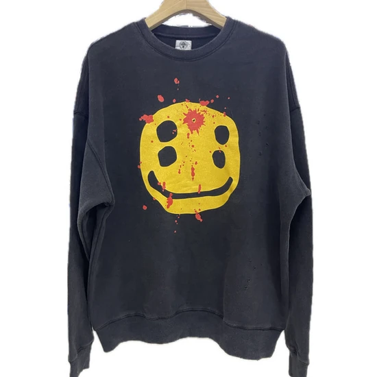 Saint Michael Graphic Crew Neck Sweatshirt ブラック セイント マイケル グラフィック クルーネック スウェットシャツ ブラック
