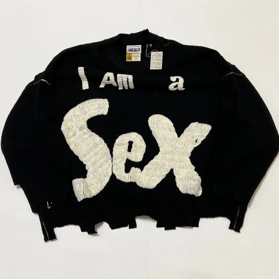 Saint Michael x Sex Pistols Logo Distressed Crew Neck Sweater ブラック セイント マイケル × セックス ピストルズ ロゴ ディストレスド クルーネック セーター ブラック
