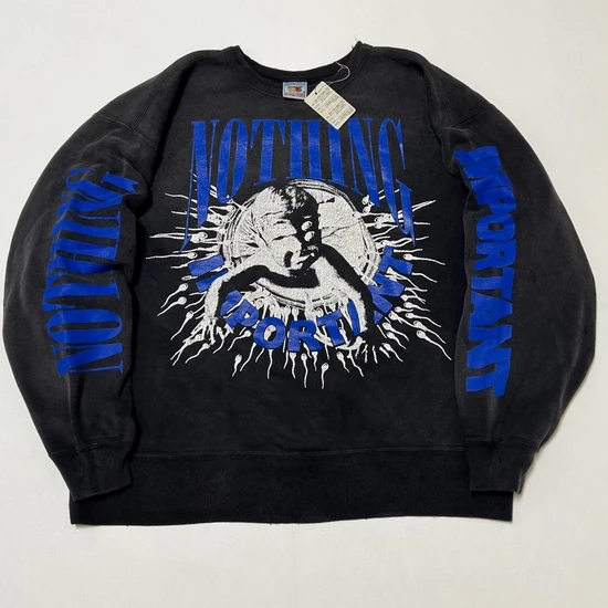 Saint Michael Logo Crew Neck Sweatshirt ブラック セイント マイケル ロゴ クルーネック スウェットシャツ ブラック