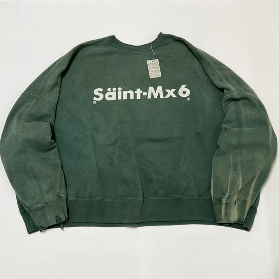 Saint Michael Logo Crew Neck Sweatshirt フォレストグリーン セント マイケル ロゴ クルーネック スウェットシャツ フォレストグリーン
