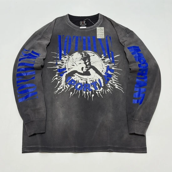 Saint Michael Logo Graphic Long Sleeve T-Shirt チャコール セイント マイケル ロゴ グラフィック ロングスリーブ Tシャツ チャコール