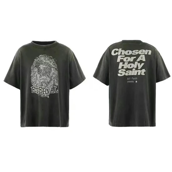Saint Michael Logo Crew Neck T-Shirt チャコール セイント マイケル ロゴ クルーネック Tシャツ チャコール
