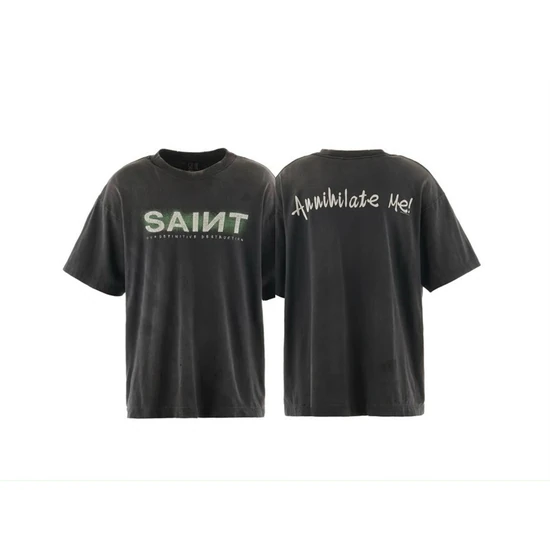 Saint Michael Logo Crew Neck T-Shirt チャコール セイント マイケル ロゴ クルーネック Tシャツ チャコール