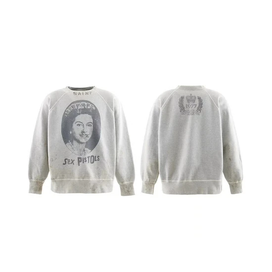 Saint Michael Logo Crew Neck Sweatshirt グレー セイント マイケル ロゴ クルーネック スウェットシャツ グレー