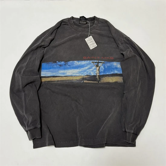 Saint Michael Logo Long Sleeve T-Shirt チャコール セイント マイケル ロゴ ロング スリーブ Tシャツ チャコール