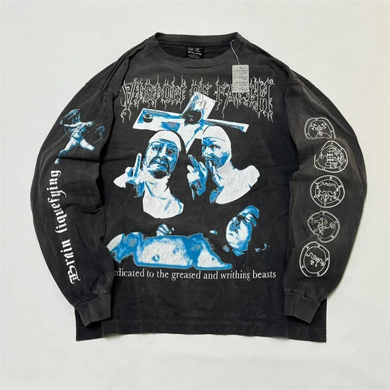 Saint Michael Logo Graphic Long Sleeve T-Shirt チャコール セイント マイケル ロゴ グラフィック ロングスリーブ Tシャツ チャコール