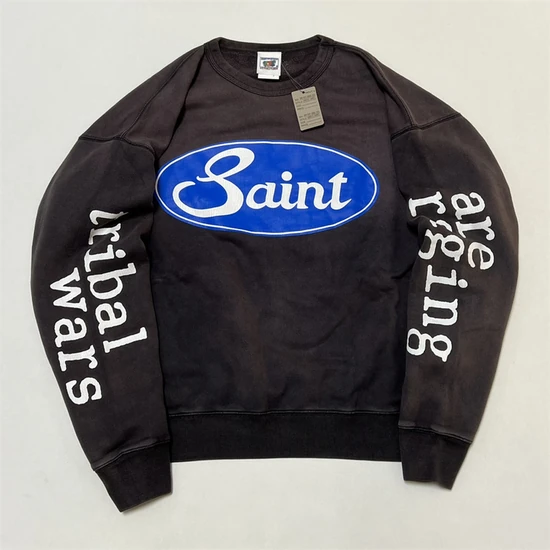 Saint Michael Logo Crew Neck Sweatshirt チャコール セイント マイケル ロゴ クルーネック スウェットシャツ チャコール