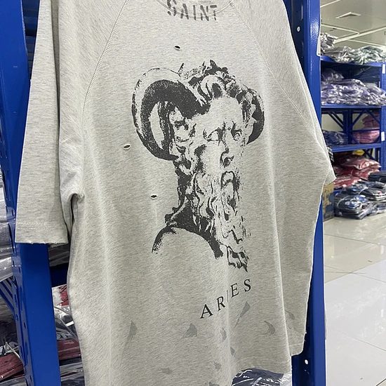 Saint Michael Logo Distressed Crew Neck T-Shirt セント マイケル ロゴ ディストレスド クルーネック Tシャツ