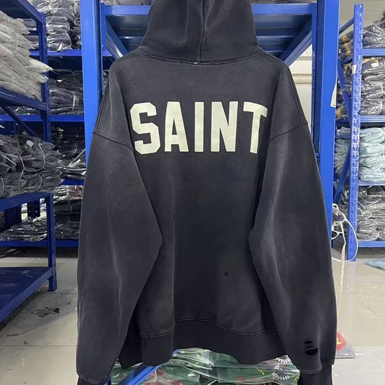 Saint Michael Logo Distressed Hoodie セント マイケル ロゴ ディストレス パーカー