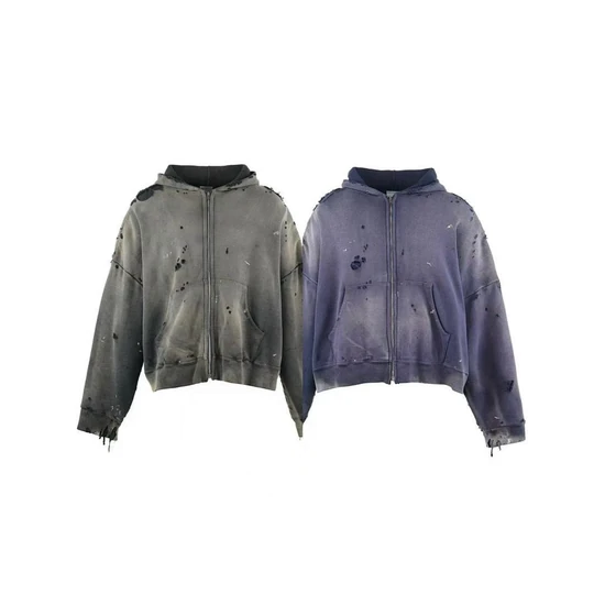 Saint Michael Distressed Zip-Up Hoodie セント マイケル ディストレスド ジップアップ パーカー
