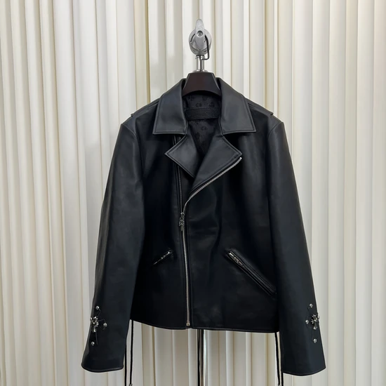 Chrome Hearts Logo Cross Oversized Biker Jacket with Notch Lapels クロムハーツ ロゴ クロス オーバーサイズ バイカー ジャケット ウィズ ノッチ ラペル