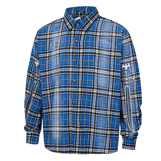 Thug Club Check Logo Long Sleeve Button-Up Shirt サグ クラブ チェック ロゴ ロングスリーブ ボタンアップ シャツ