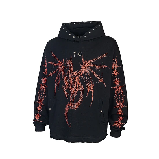 Thug Club Graphic Print Zip-Up Hoodie サグ クラブ グラフィック プリント ジップアップ パーカー