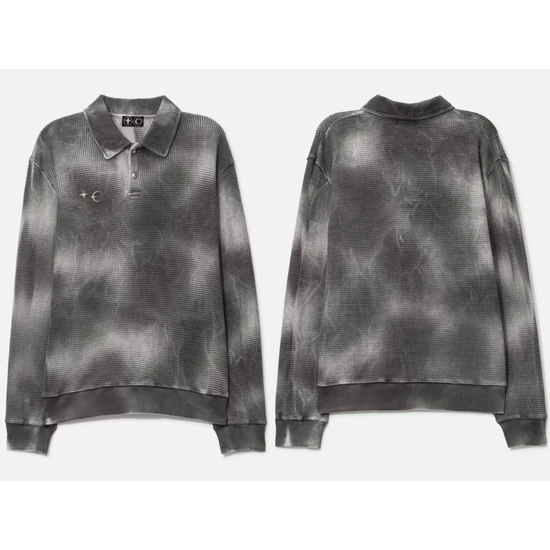 Thug Club Logo Tie-Dye Polo Collar Sweater サグ クラブ ロゴ タイダイ ポロ カラー セーター