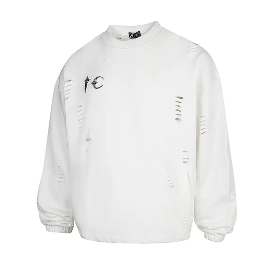 Thug Club Logo Distressed Crew Neck Sweatshirt サグ クラブ ロゴ ディストレスド クルーネック スウェットシャツ