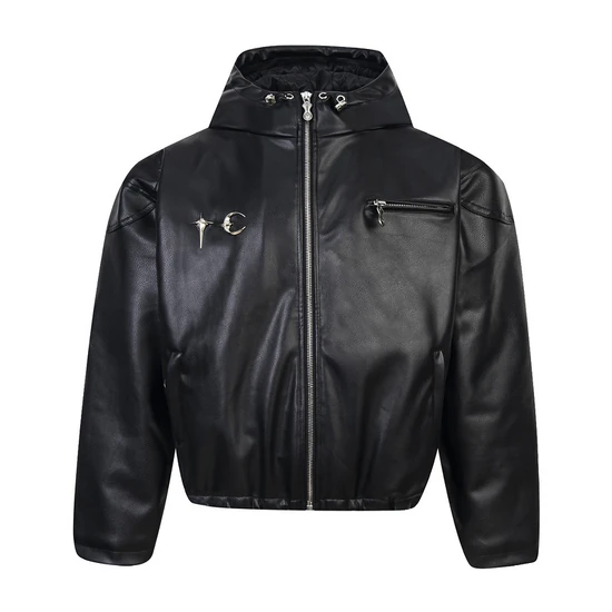 Thug Club Logo Hooded Leather Jacket サグ クラブ ロゴ フーディー レザー ジャケット