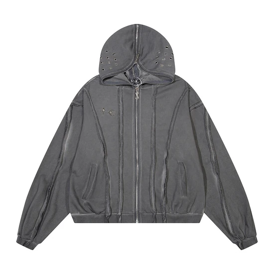 Thug Club Logo Studded Hood Zip-Up Hoodie サグ クラブ ロゴ スタッズ フード ジップアップ パーカー