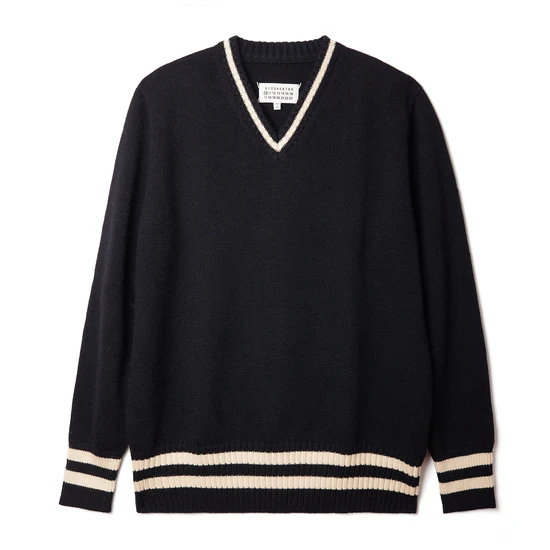 Maison Margiela Stripes V-Neck Sweater メゾン マルジェラ ストライプ Vネック セーター