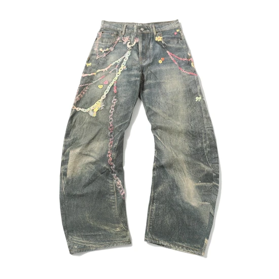 Acne Studios Chain Embellishment Floral Jeans アクネ ストゥディオズ チェーン エンベリッシュメント フローラル ジーンズ