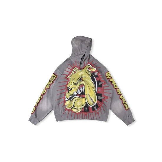Hellstar Bulldog Head Graphic Zip-Up Hoodie ヘルスター ブルドッグ ヘッド グラフィック ジップアップ パーカー