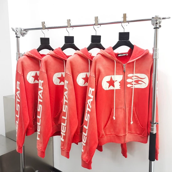 Hellstar Star Flame Graphic Zip-Up Hoodie ヘルスター スター フレーム グラフィック ジップアップ パーカー