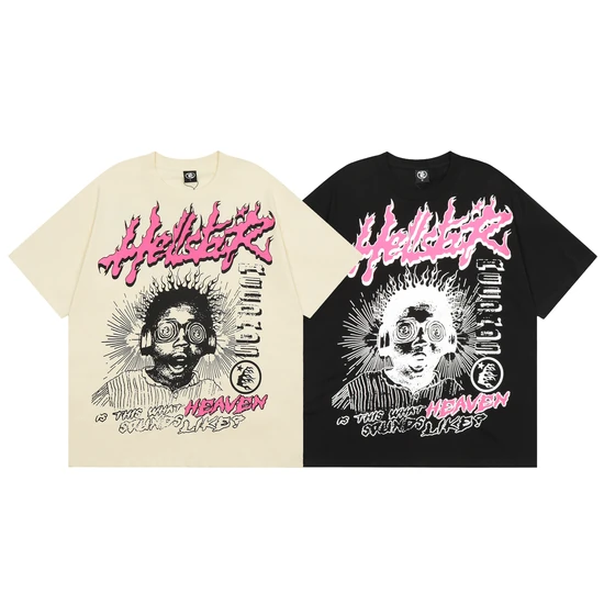 Hellstar Flame Graphic Portrait Print T-Shirt ヘルスター フレーム グラフィック ポートレート プリント Tシャツ